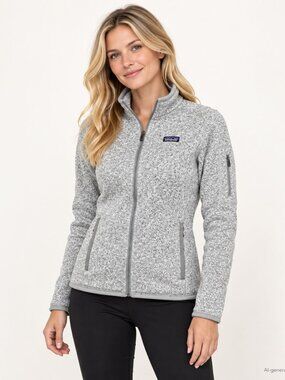 Patagonia Light Gray Full-Zip Fleece Jacket